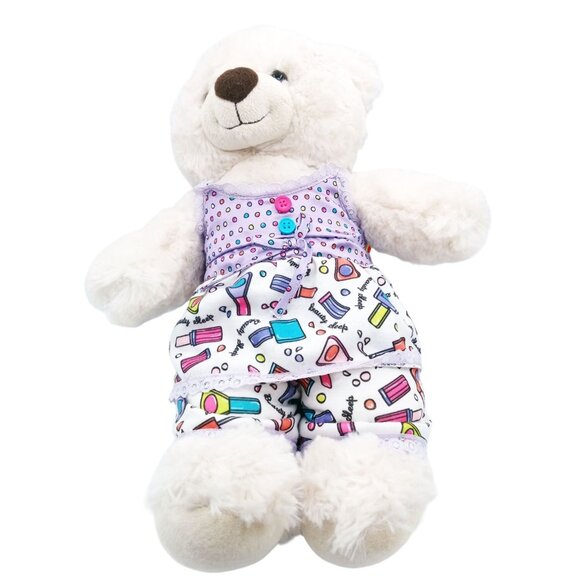 White Build a Bear Plush Beauty Sleep Pajamas 15 Inch Soft BBWS Stuffed Animal - Picture 6 of 15